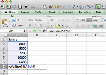 Means screenshot 2 in Excel