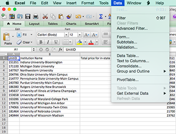 Sort screenshot 1 in Excel