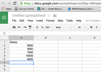 Means step 1 in Google Spreadsheets
