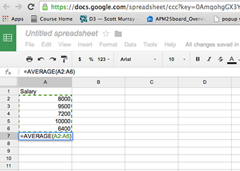 Means screenshot 2 in Google Spreadsheets