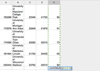 Means screenshot 5 in Google Spreadsheets
